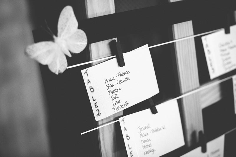the table plan for the wedding night