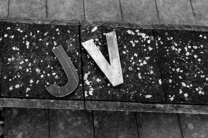 initials wooden letters during the engagement session