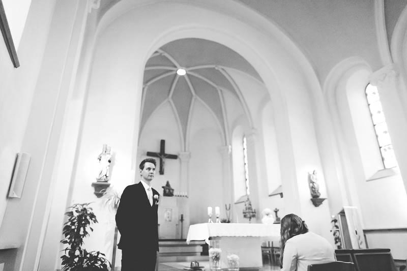groom waiting for the bride at the church