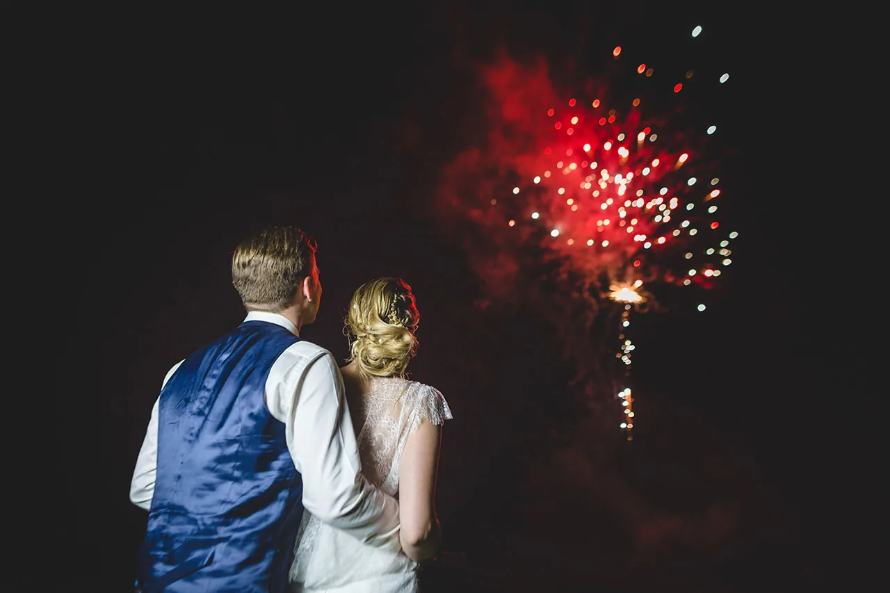ireworks at wedding party in france