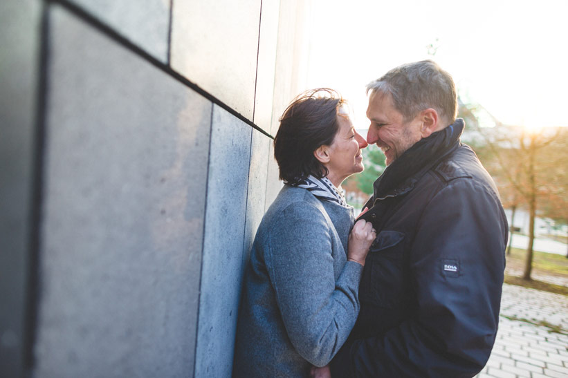 couple in front of the Melia hotel in luxembourg