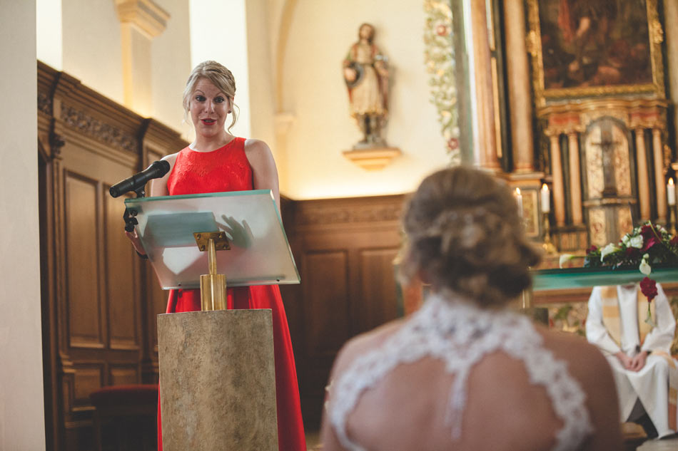 bride's sister giving a speech at Alzingen's church