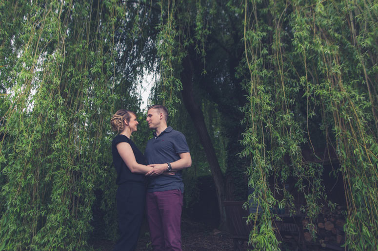 beautiful couple shot under a weeping willow