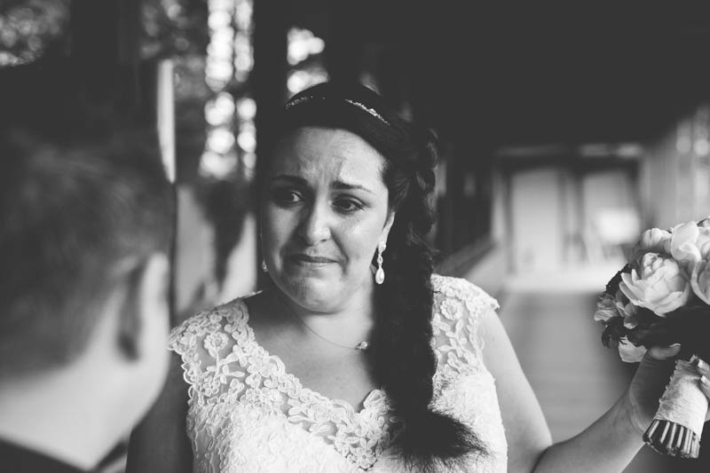 bride crying during first-look