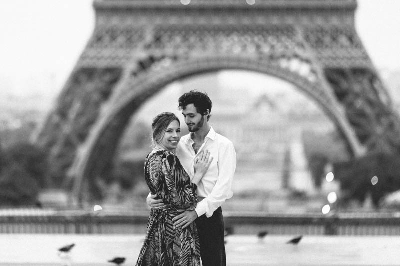 black and white engagement shoot in paris